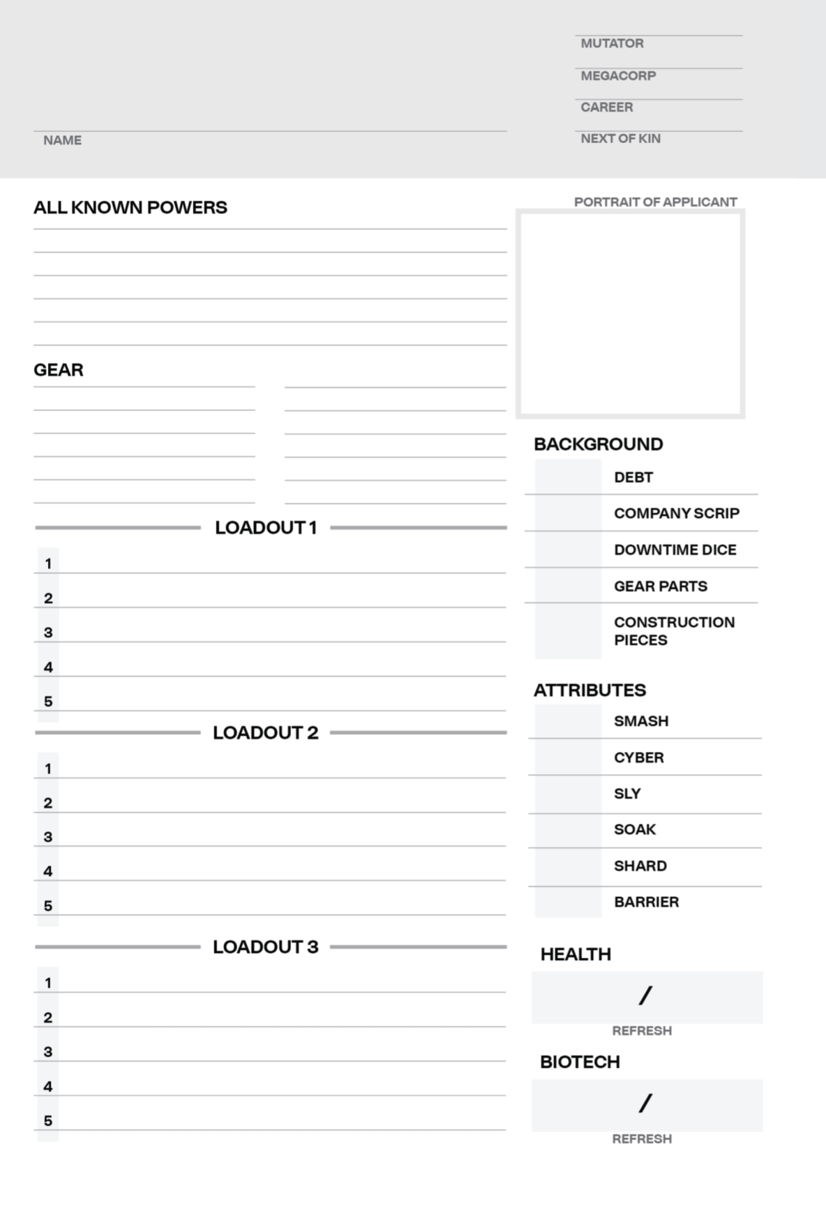 Cyberrats Character Sheet