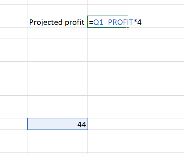 Using a named cell in a formula