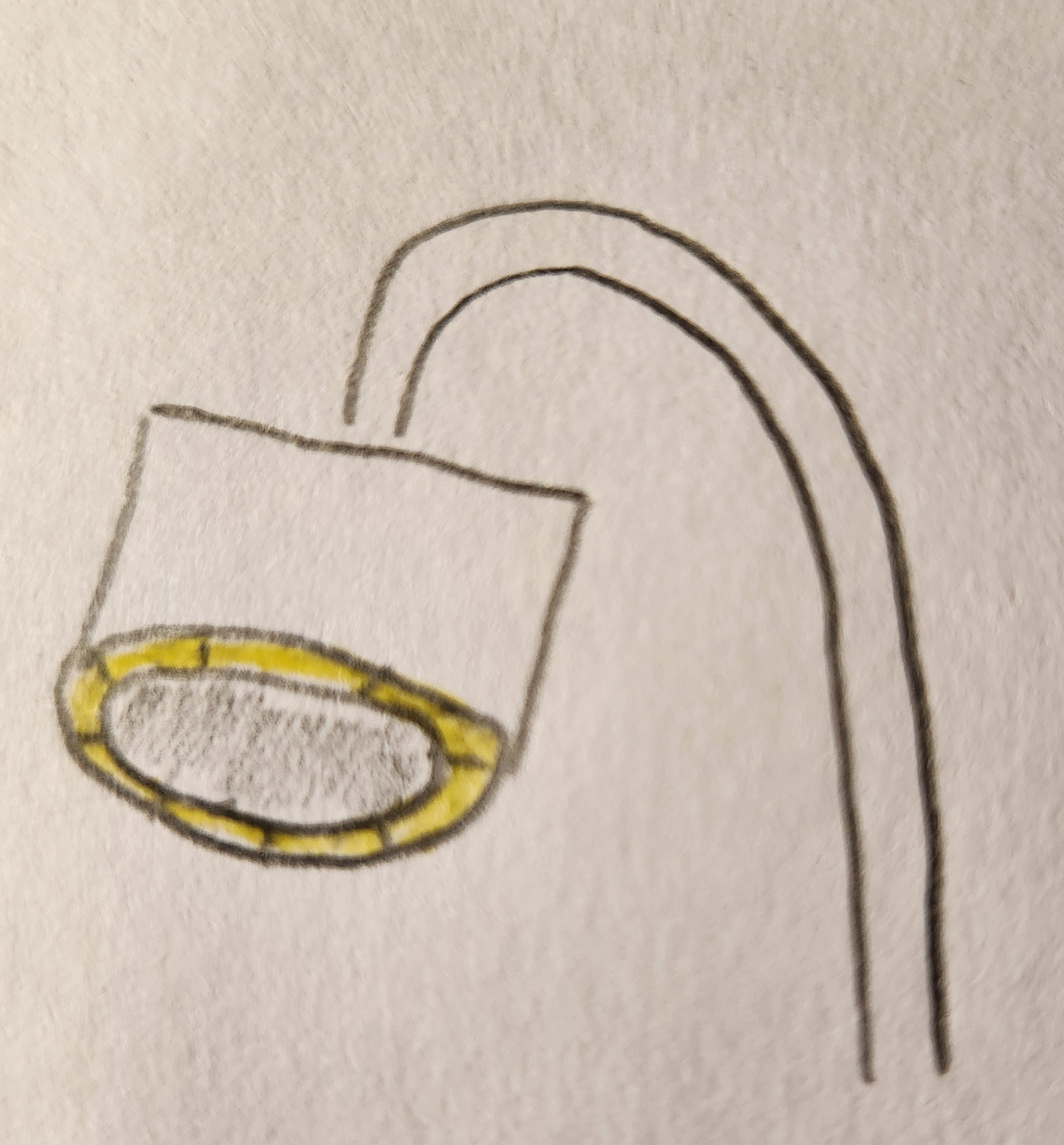 A pencil drawing of a lamp with a shade allowing only a halo of light through