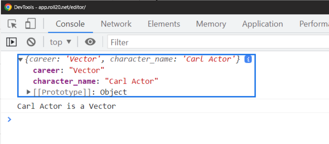 Output of console.log