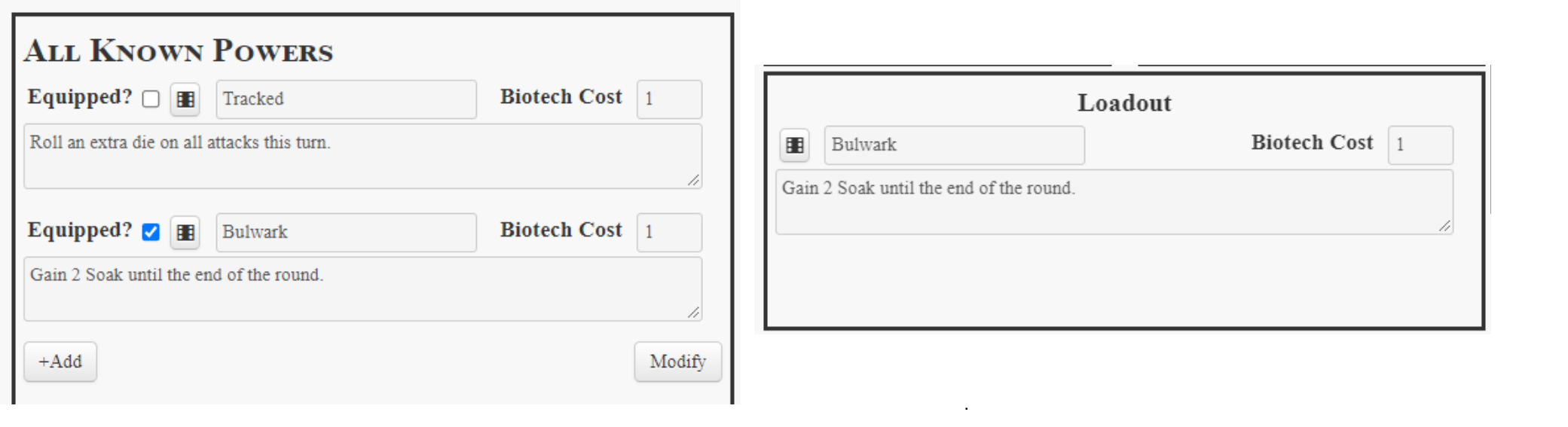 All powers and equipped powers