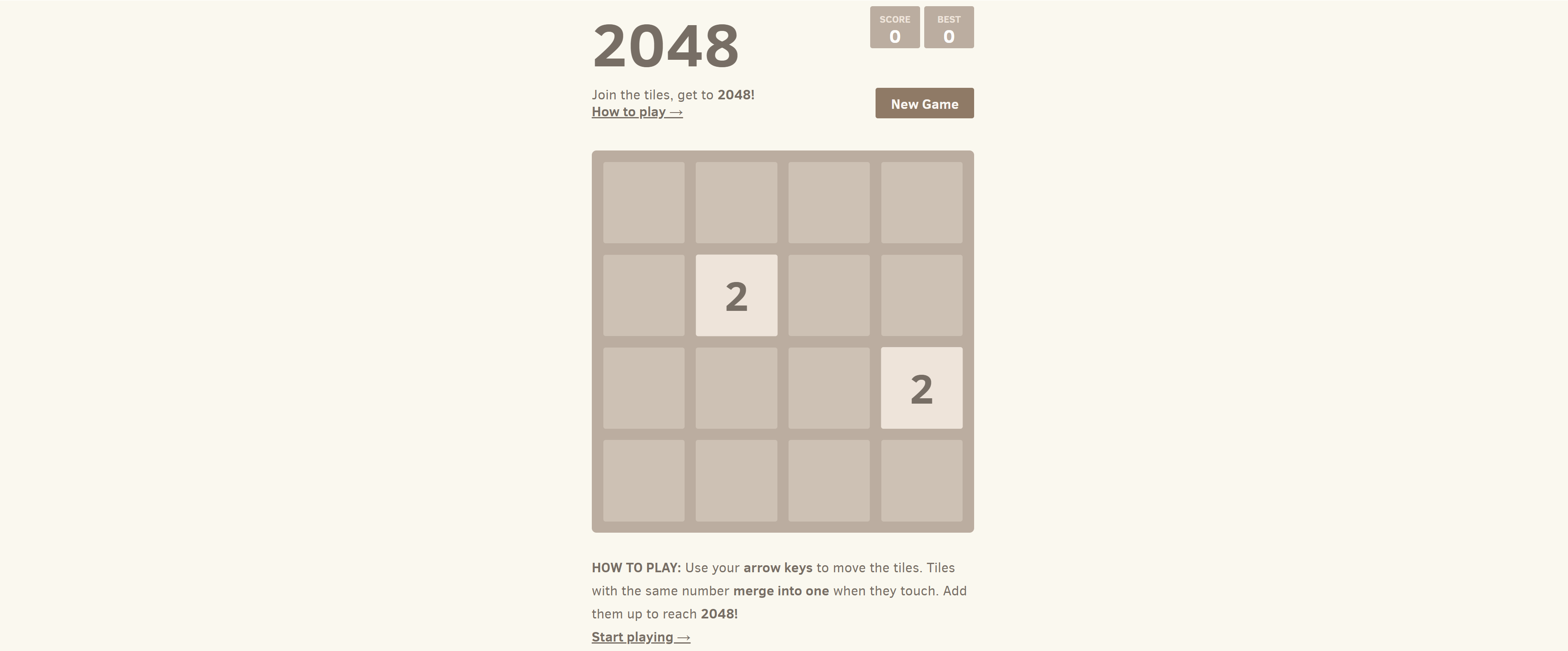 A game of 2048