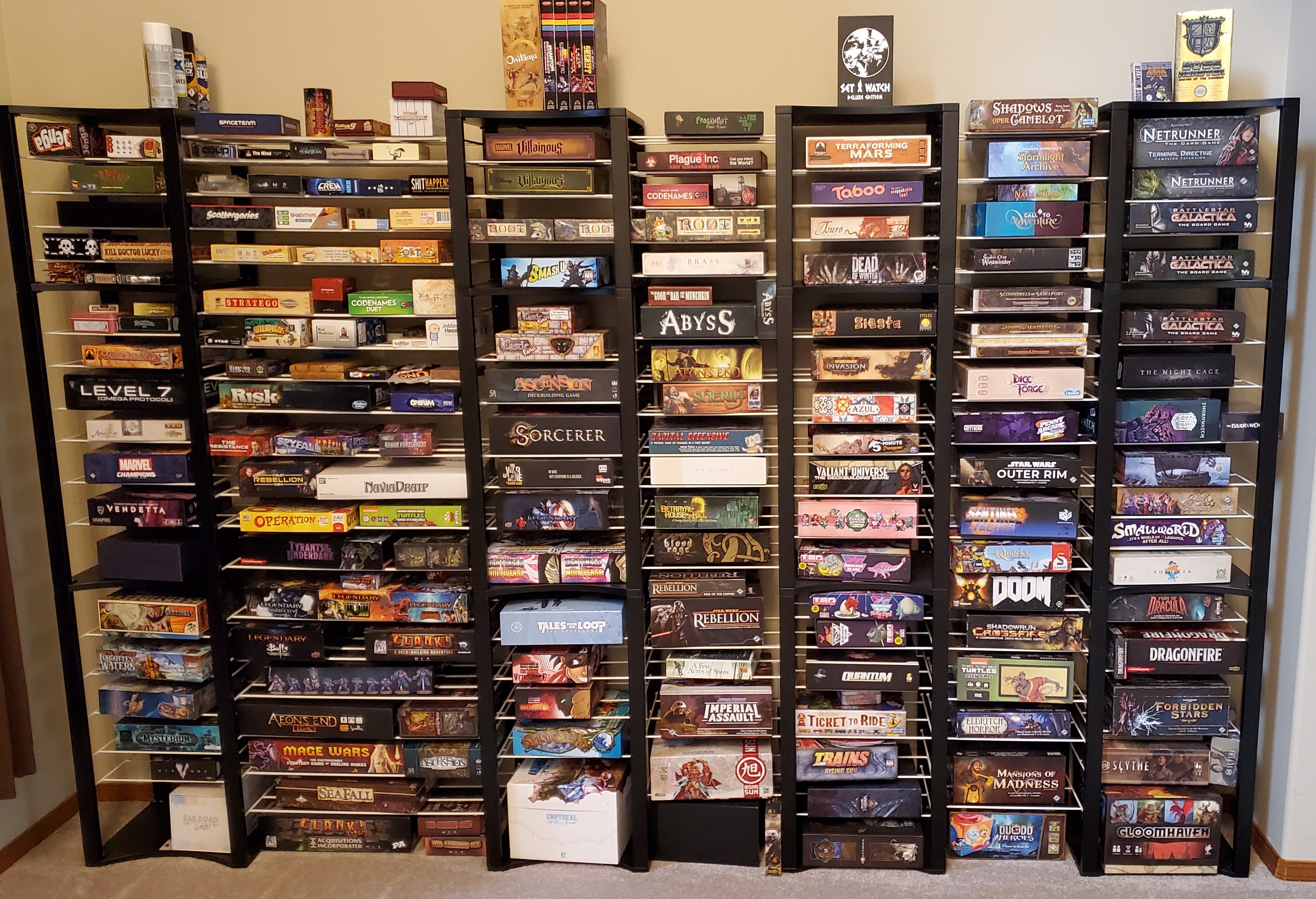 A wall of board games
