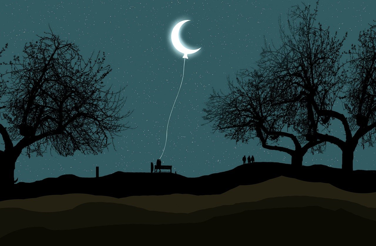 A giant sperm impregnating a crescent moon. Credit: https://pixabay.com/illustrations/crescent-moon-balloon-night-star-4875339/