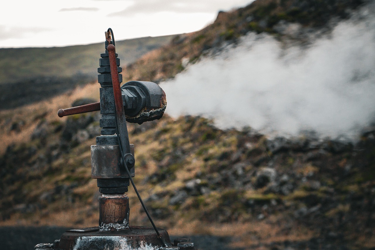 A valve releasing steam